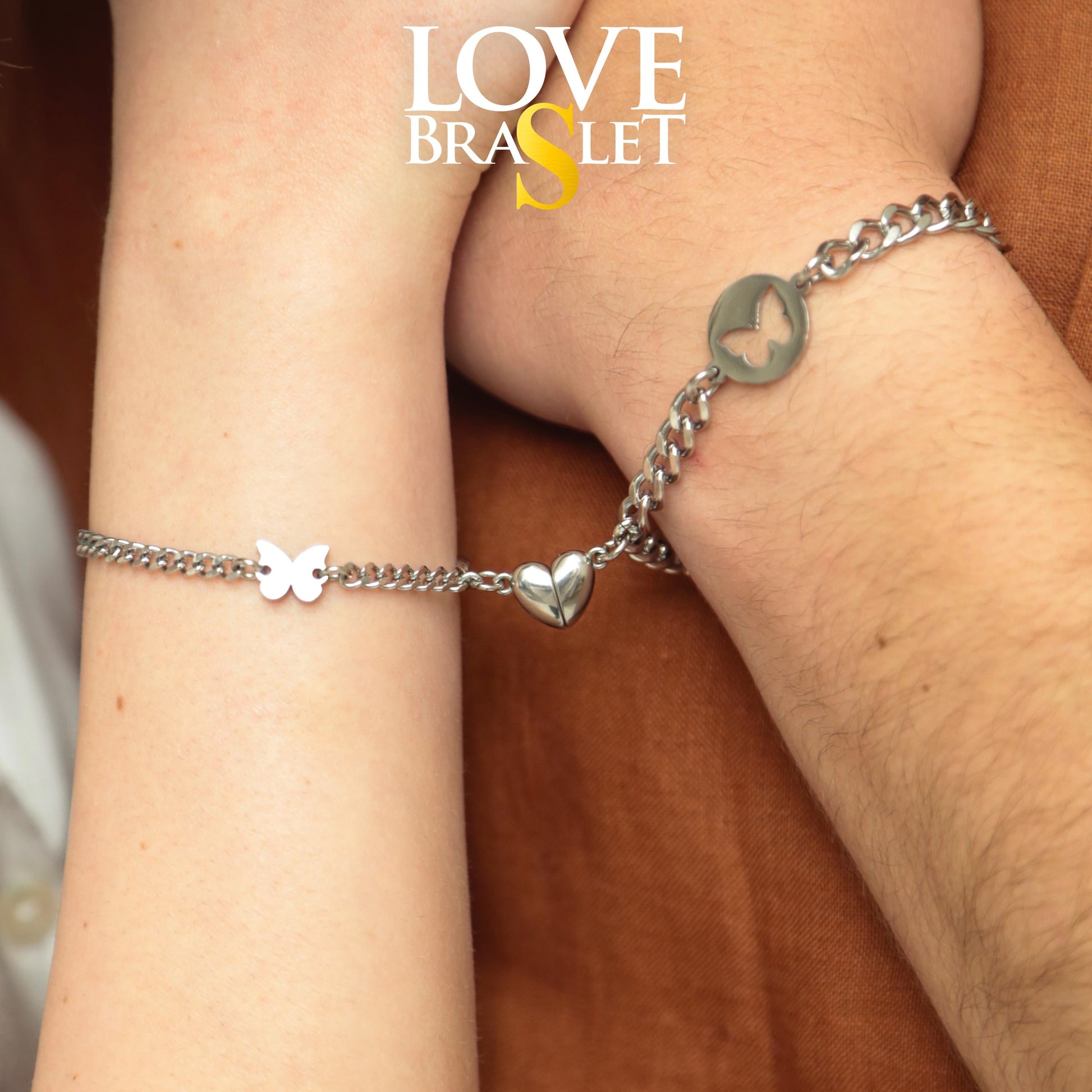 Magnetic Heart Couple Bracelets with Airplanes | Key and Lock | Crosses | Butterflies, Gift Matching Jewelry, Friendship Bracelets, His Hers - LoveBrasleT - Couple Gift Store