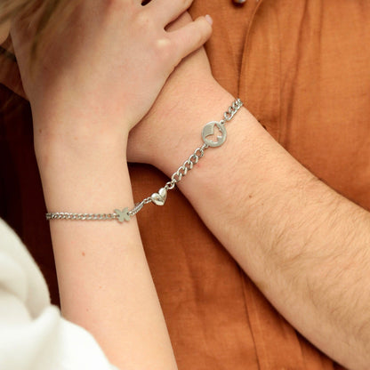 Magnetic Heart Couple Bracelets with Butterflies, Matching Bracelets, Gift for Lovers, Couples, Friend, Husband Wife, His and Hers Bracelets - LoveBrasleT - Couple Gift Store