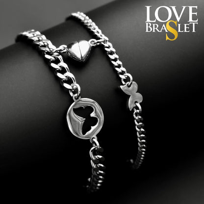 Magnetic Heart Couple Bracelets with Butterflies, Matching Bracelets, Gift for Lovers, Couples, Friend, Husband Wife, His and Hers Bracelets - LoveBrasleT - Couple Gift Store