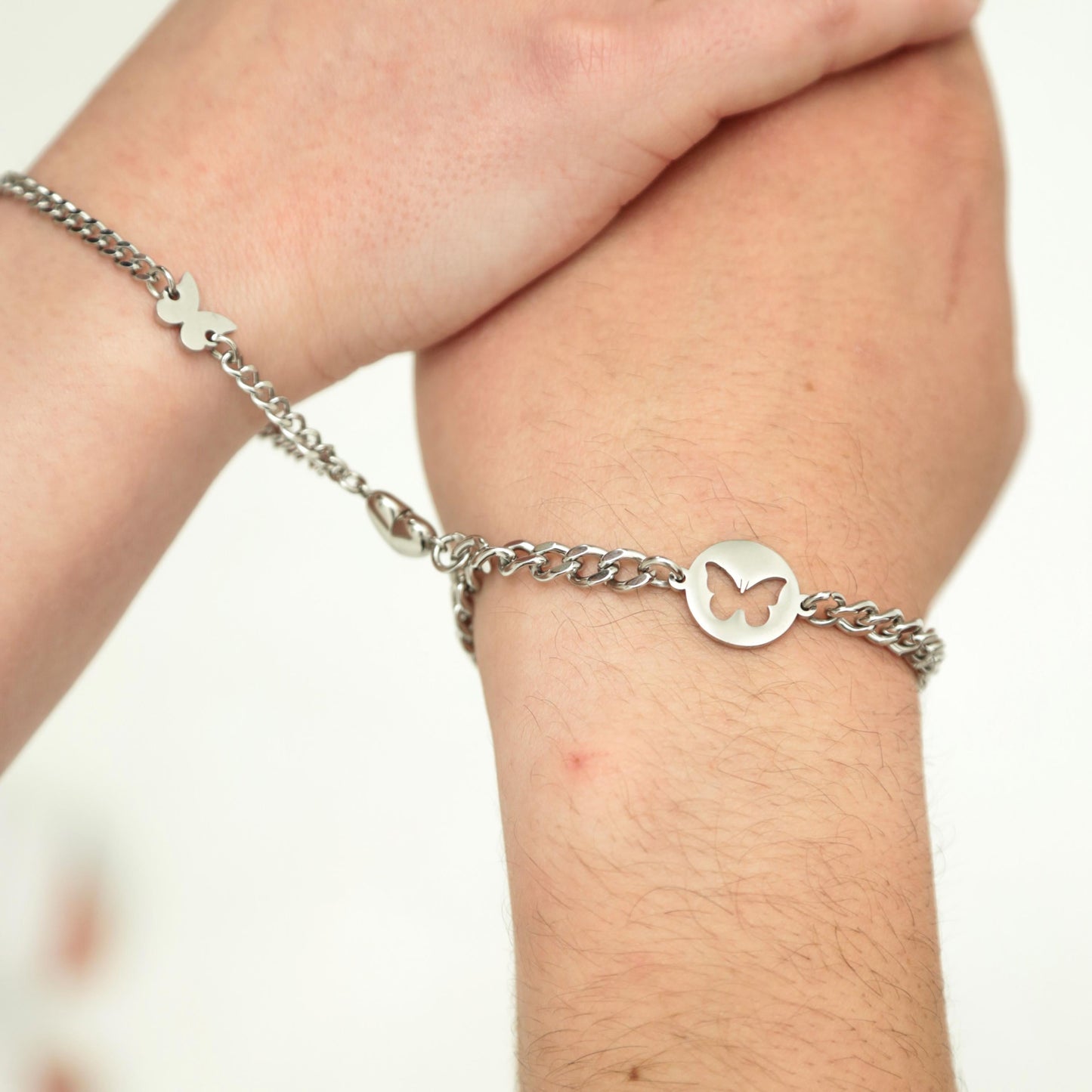 Magnetic Heart Matching Bracelets with Butterflies, Gift for Couples, Lovers, Friend, His and Hers Bracelets, Set Of 2 Handmade Jewelry - LoveBrasleT - Couple Gift Store