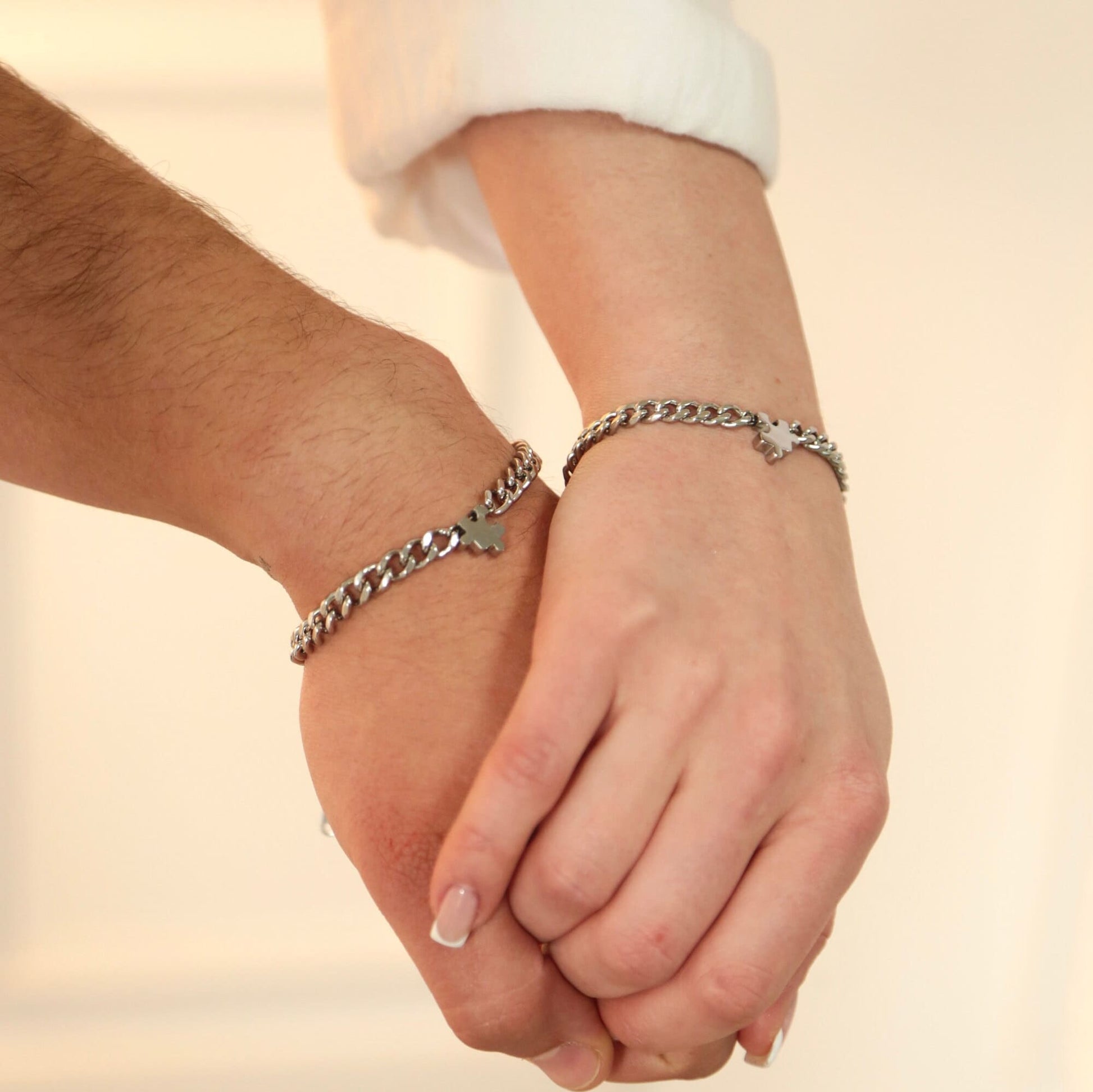Matching Bracelets with Puzzle charms, Set of 2 Couple Custom Bracelets, Gift for Couples, Pair, Friend, Husband Wife, His & Hers Jewelry - LoveBrasleT - Couple Gift Store