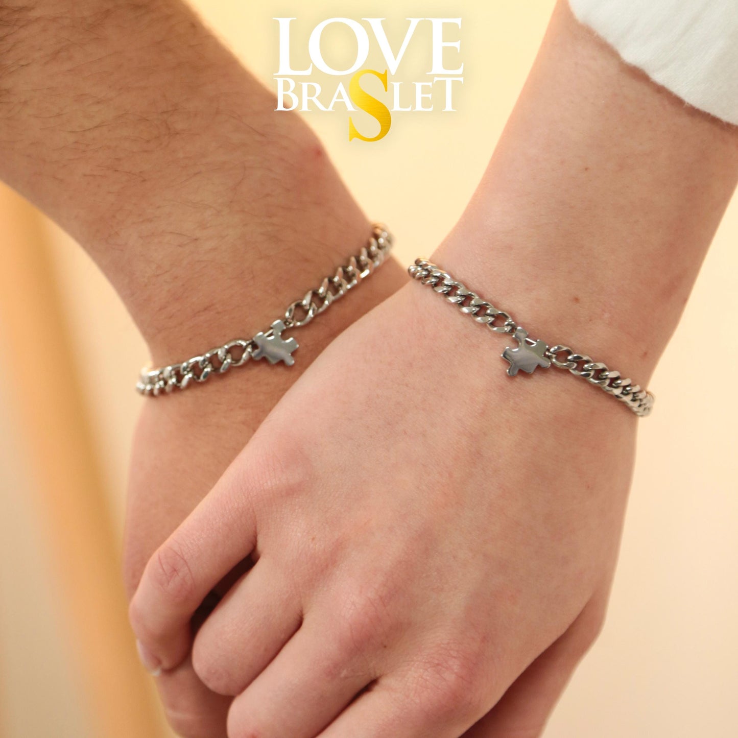 Matching Bracelets with Puzzle charms, Set of 2 Couple Custom Bracelets, Gift for Couples, Pair, Friend, Husband Wife, His & Hers Jewelry - LoveBrasleT - Couple Gift Store