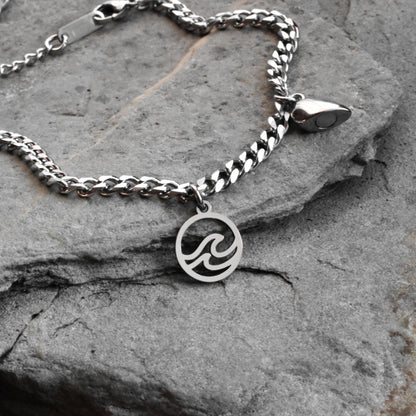 Mountain & Ocean Couple Bracelets charms, Magnetic Heart, Matching Bracelet Hill and Sea Wave, Gift for Couples, His Hers Jewelry, Set of 2 - LoveBrasleT - Couple Gift Store