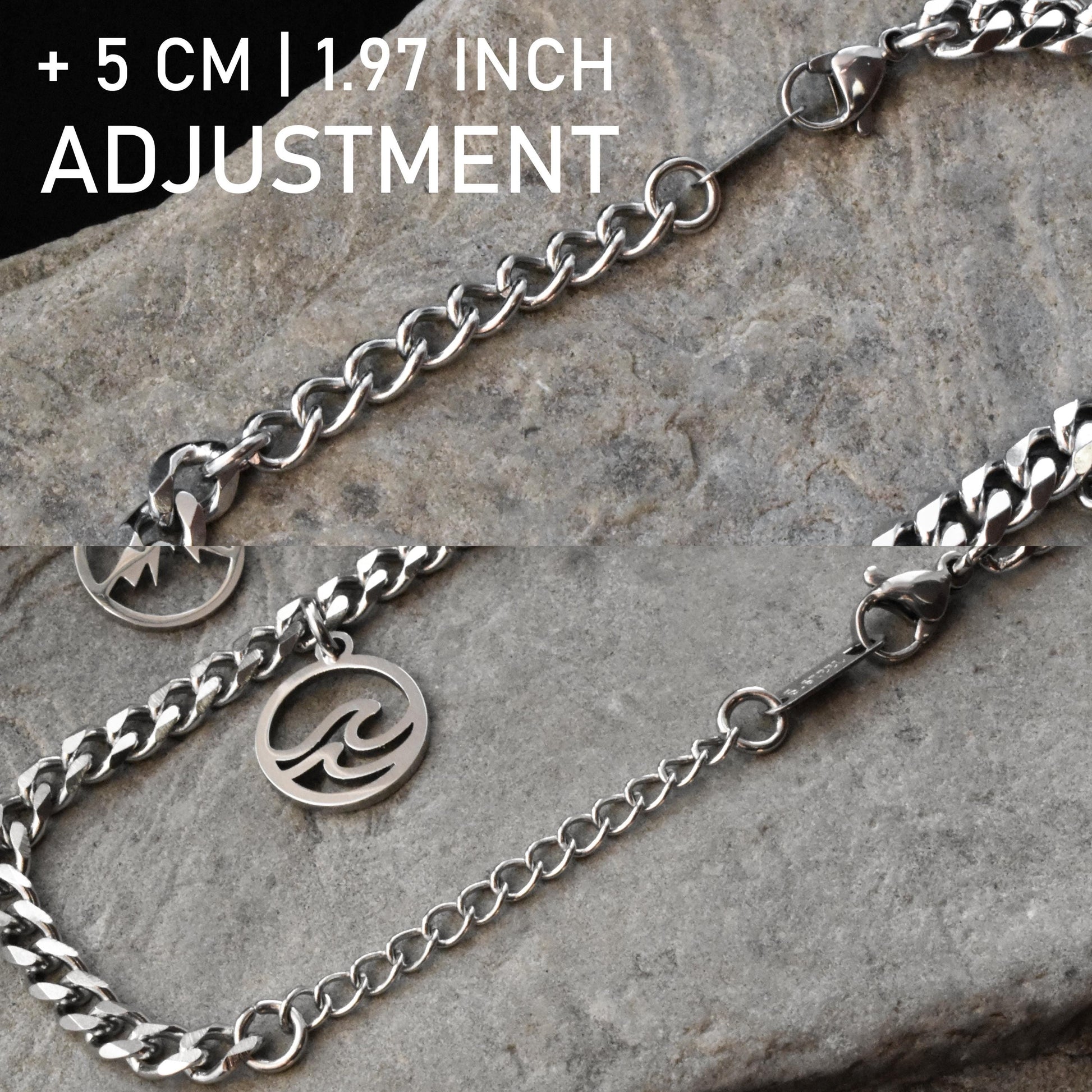 Mountain & Ocean Couple Bracelets charms, Magnetic Heart, Matching Bracelet Hill and Sea Wave, Gift for Couples, His Hers Jewelry, Set of 2 - LoveBrasleT - Couple Gift Store