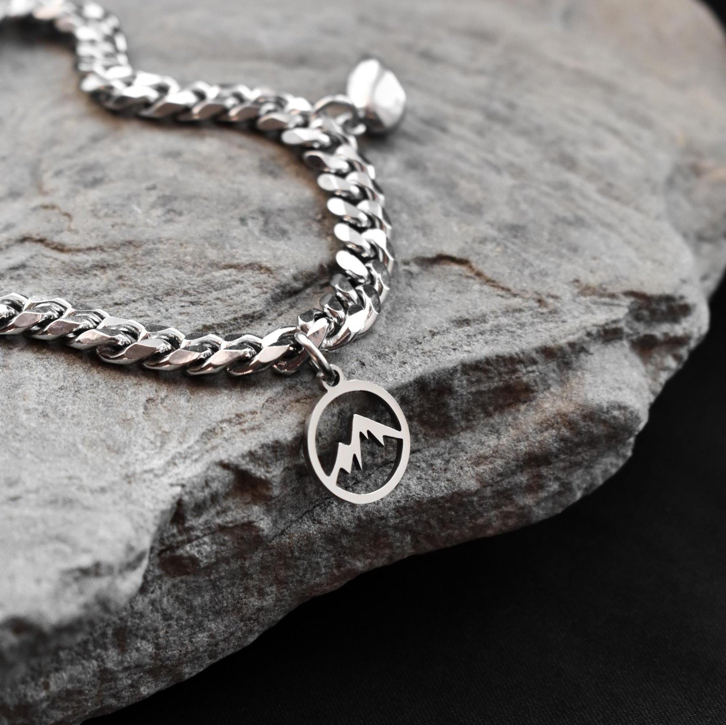 Mountain & Ocean Couple Bracelets charms, Magnetic Heart, Matching Bracelet Hill and Sea Wave, Gift for Couples, His Hers Jewelry, Set of 2 - LoveBrasleT - Couple Gift Store