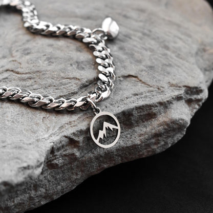 Mountain & Ocean Couple Bracelets charms, Magnetic Heart, Matching Bracelet Hill and Sea Wave, Gift for Couples, His Hers Jewelry, Set of 2 - LoveBrasleT - Couple Gift Store