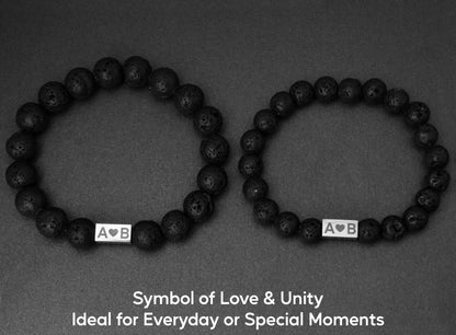 Personalized Beaded Matching Bracelet for Couples with Black stone Lava - LoveBrasleT – Matching Couples Gift Store