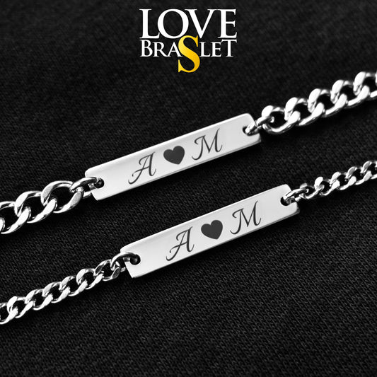Personalized Engraved Initials Couple Bracelets, Matching Bracelet for Him Her, Custom Initial Bracelets, Couple Gifts, His and Hers Jewelry - LoveBrasleT - Couple Gift Store
