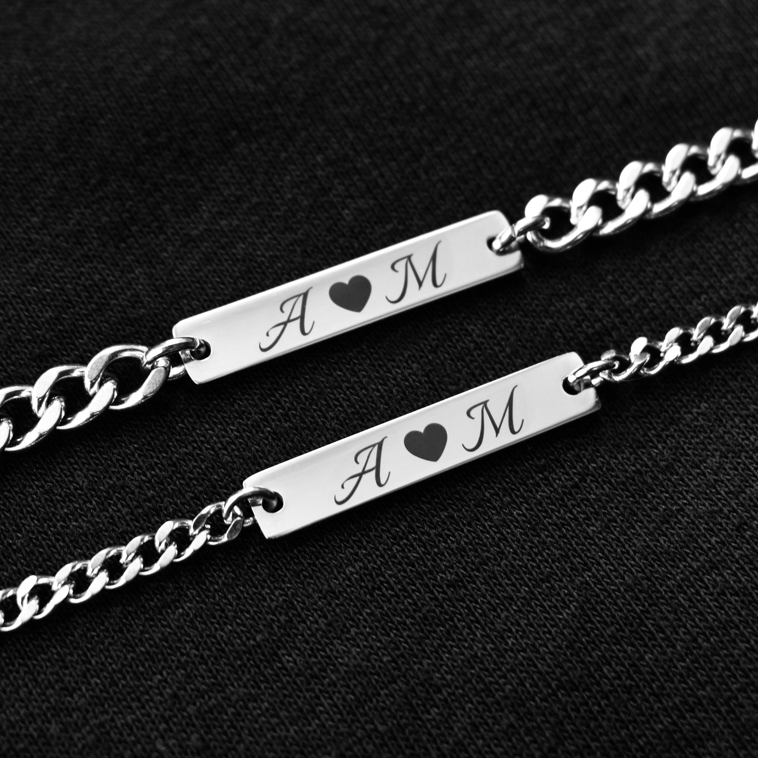 Personalized Engraved Initials Couple Bracelets, Matching Bracelet for Him Her, Custom Initial Bracelets, Couple Gifts, His and Hers Jewelry - LoveBrasleT – Matching Couples Gift Store