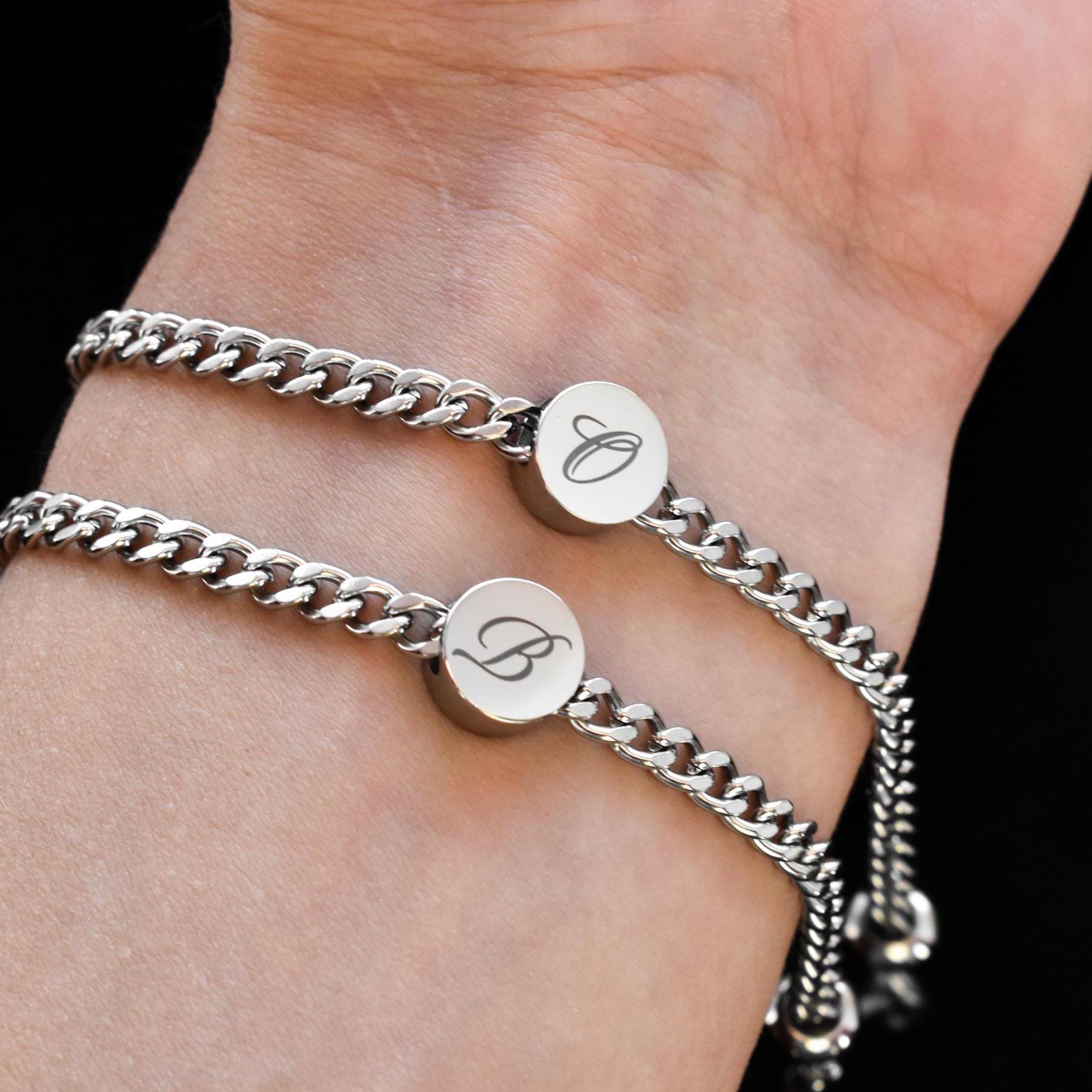 Personalized Initials Couple Bracelets, Custom Matching Bracelet, Friendship Engraved Bracelets, Gift for Couples, Husband, His and Hers - LoveBrasleT - Couple Gift Store