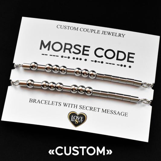Personalized Morse Code Couple Bracelets, Custom Hidden Message Matching Bracelet, Secret Beaded Name, Gift for couples, friend, His & Her - LoveBrasleT - Couple Gift Store