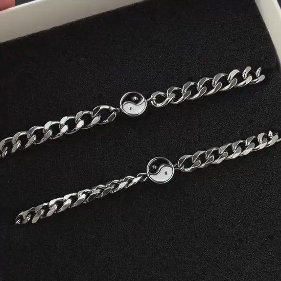 Set of 2 Couple Bracelets with Yin-Yang Сharms | Gift for Couples, Gift for Her, Gift for Him, His and Hers Bracelets, Matching bracelets