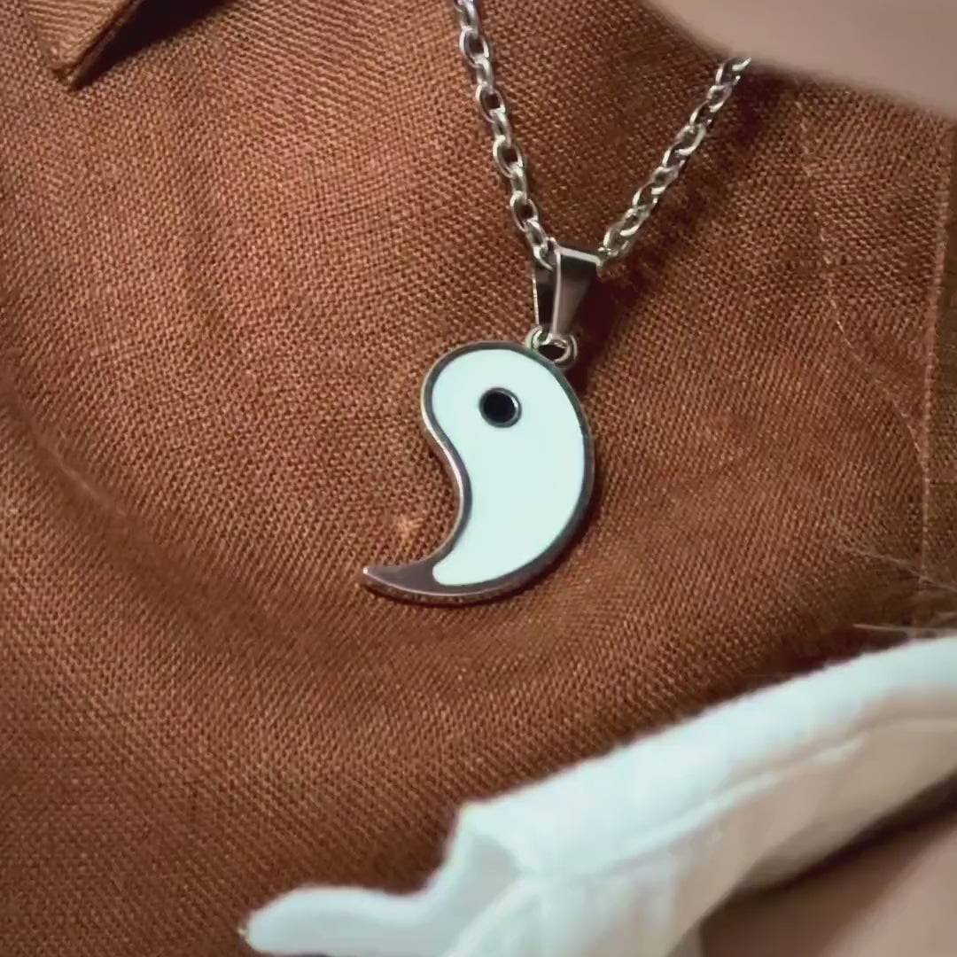 Yin-Yang Couple Necklace, Set of 2 Yin-Yang Pendant, Sun-Moon Matching Necklace, Gift for Couples, Her, Him, His and Hers Necklace, Handmade