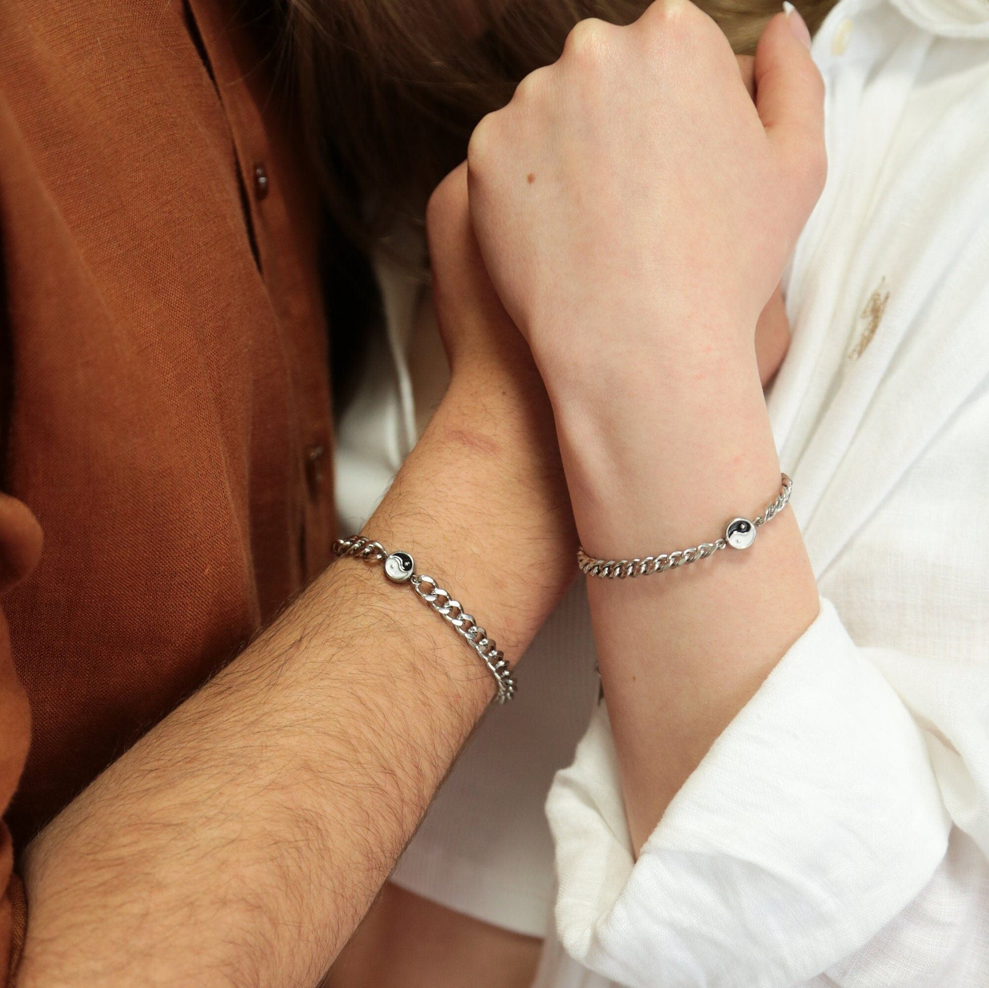 Set of 2 Couple Bracelets with Yin - Yang Сharms | Gift for Couples, Gift for Her, Gift for Him, His and Hers Bracelets, Matching bracelets - LoveBrasleT - Couple Gift Store