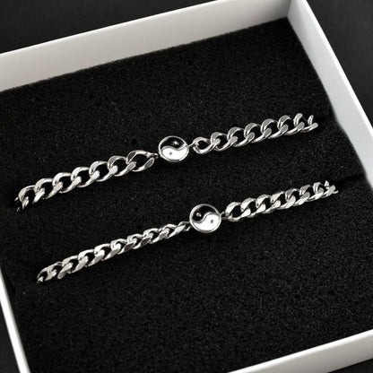 Set of 2 Couple Bracelets with Yin - Yang Сharms | Gift for Couples, Gift for Her, Gift for Him, His and Hers Bracelets, Matching bracelets - LoveBrasleT – Matching Couples Gift Store