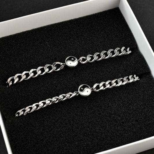 Set of 2 Couple Bracelets with Yin - Yang Сharms | Gift for Couples, Gift for Her, Gift for Him, His and Hers Bracelets, Matching bracelets - LoveBrasleT – Matching Couples Gift Store