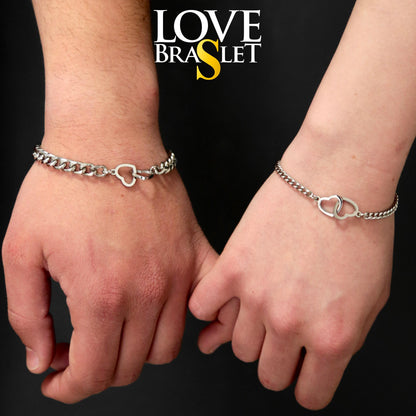 Set of 2 Couples Bracelets with Double Hearts connectors, His and Hers Bracelets, Gift for Her, Gift for Him, Handmade Matching Bracelets - LoveBrasleT - Couple Gift Store