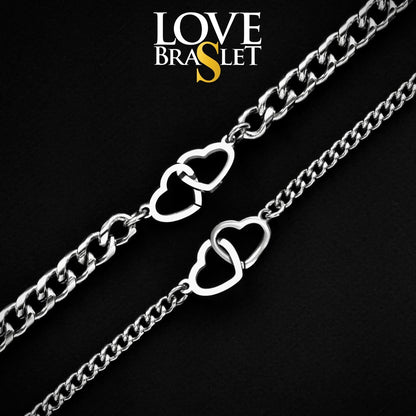 Set of 2 Couples Bracelets with double Hearts or double Handcuffs for lovers (stainless steel), His and Hers Bracelets, Couples Gift Love - LoveBrasleT - Couple Gift Store