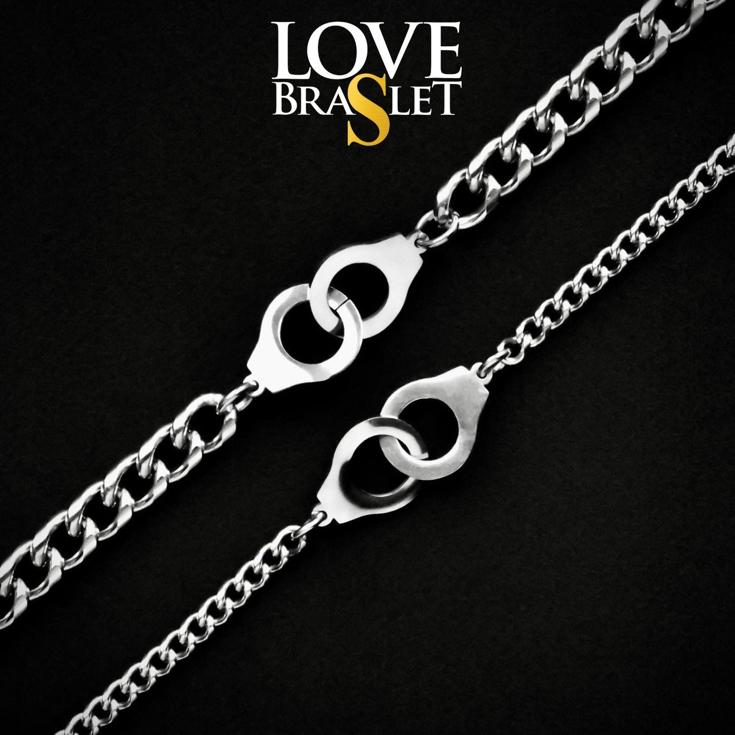 Set of 2 Couples Bracelets with double Hearts or double Handcuffs for lovers (stainless steel), His and Hers Bracelets, Couples Gift Love - LoveBrasleT - Couple Gift Store