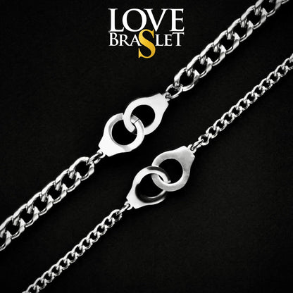 Set of 2 Couples Bracelets with double Hearts or double Handcuffs for lovers (stainless steel), His and Hers Bracelets, Couples Gift Love - LoveBrasleT - Couple Gift Store