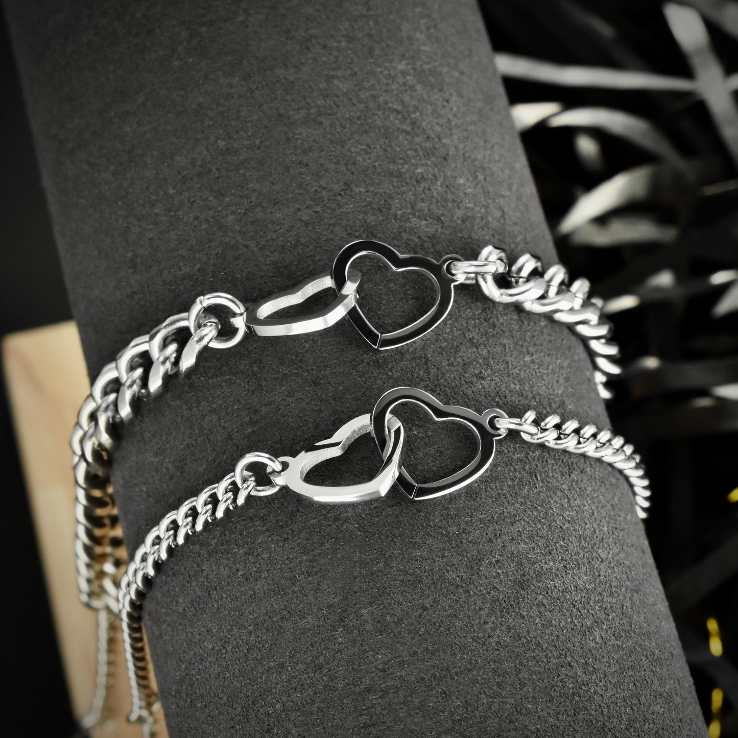 Set of 2 Couples Bracelets with double Hearts or double Handcuffs for lovers (stainless steel), His and Hers Bracelets, Couples Gift Love - LoveBrasleT - Couple Gift Store