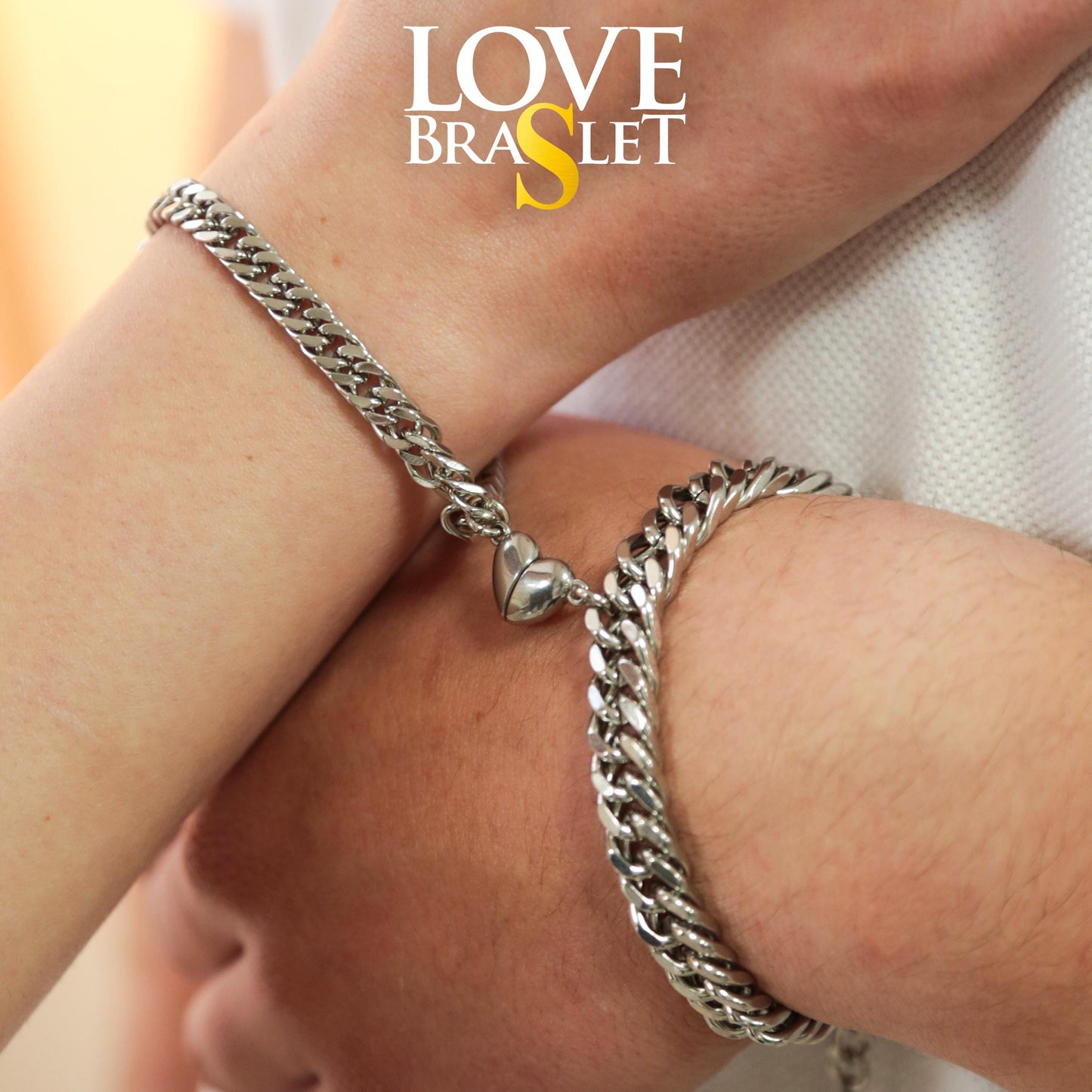 Set of 2 Couples Bracelets with Heart Magnets, His and Hers Bracelets, Gift for Her or Him, Handmade Matching Bracelets, Friendship jewelry - LoveBrasleT - Couple Gift Store