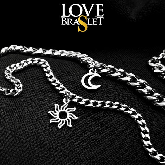 Set of 2 Couples Bracelets with Sun and Moon charms (stainless steel), His and Hers Bracelets, Husband Wife Bracelets, Couples Gift Love - LoveBrasleT - Couple Gift Store