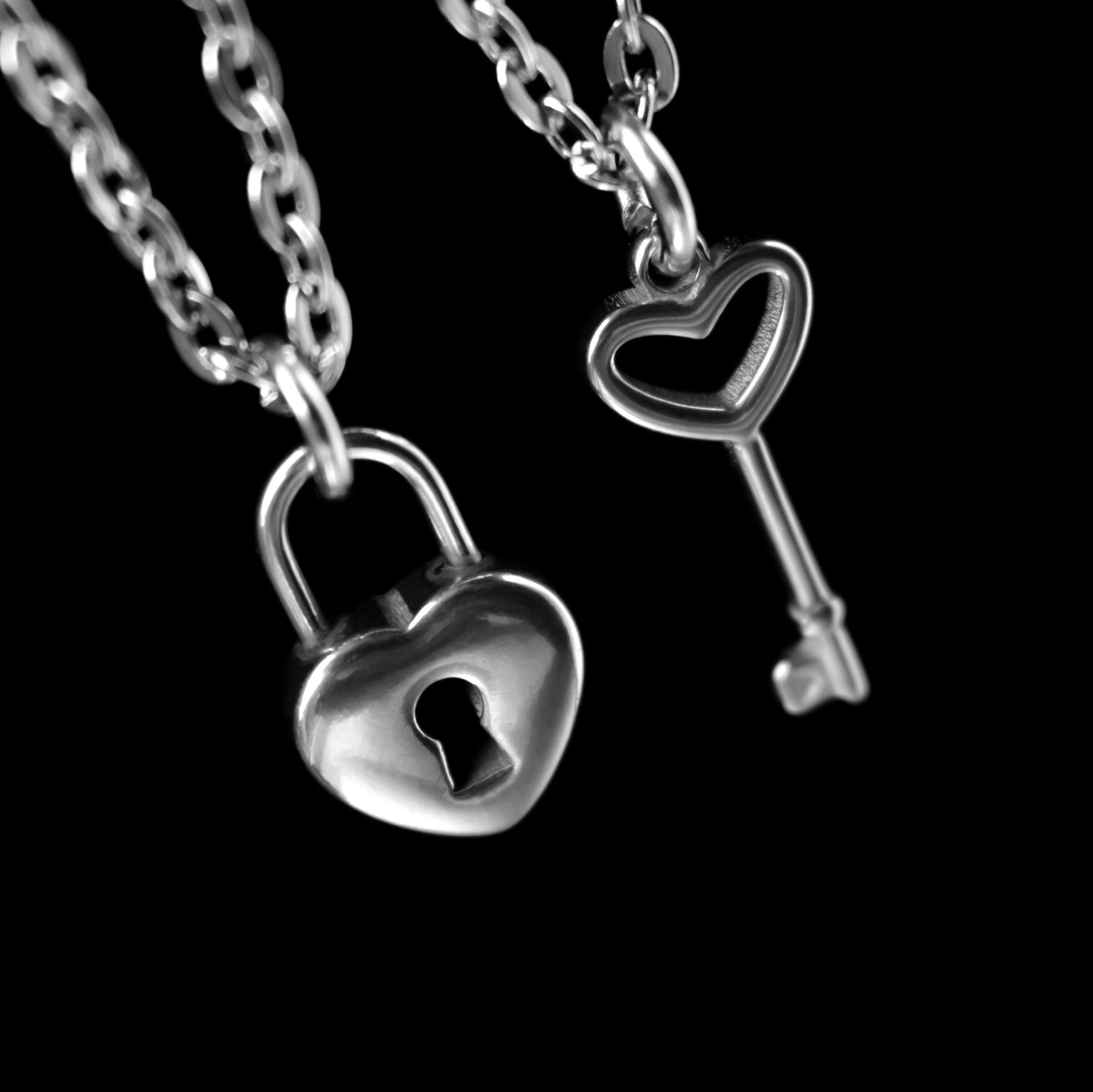 Set of 2 Key and Lock Couple Necklace, Gift for Couples, His and Hers Necklace, Silver Matching Necklace, Gift for Her/Him, Best Friend Love - LoveBrasleT - Couple Gift Store
