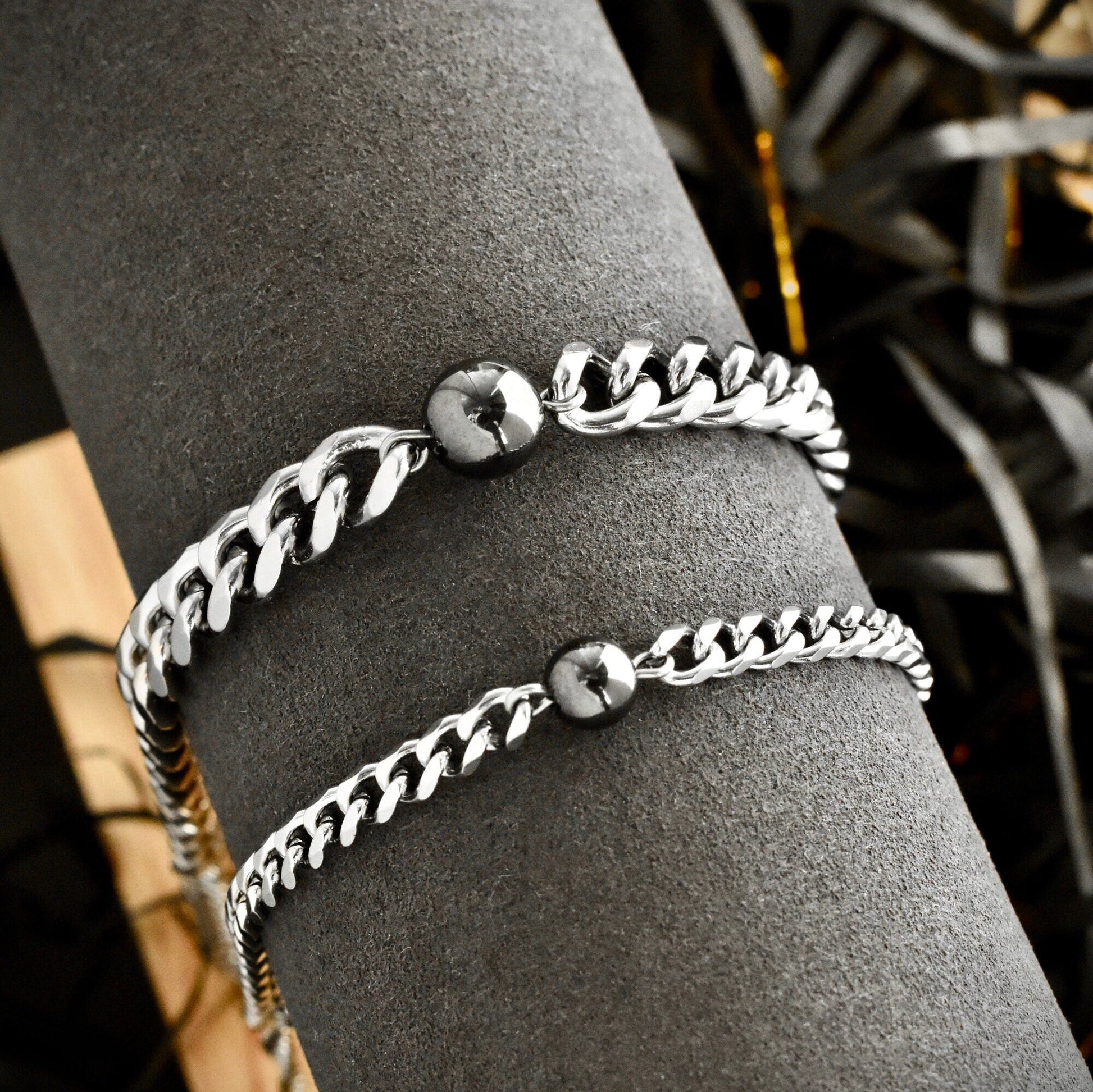 Set of 2 Magnetic Hematite Bracelets, Matching Bracelets, His and Hers Bracelets, Lover Bracelet, Gift for Couples, Friendship Bracelets - LoveBrasleT - Couple Gift Store