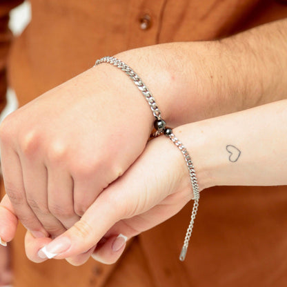 Set of 2 Magnetic Hematite Bracelets, Matching Bracelets, His and Hers Bracelets, Lover Bracelet, Gift for Couples, Friendship Bracelets - LoveBrasleT - Couple Gift Store