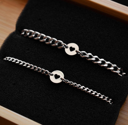 Set of 2 Minimalist Hearts Couple Bracelets, Matching Magnetic Bracelet, Friendship Jewelry, Gift for Girlfriends, His & Hers Bracelet - LoveBrasleT - Couple Gift Store