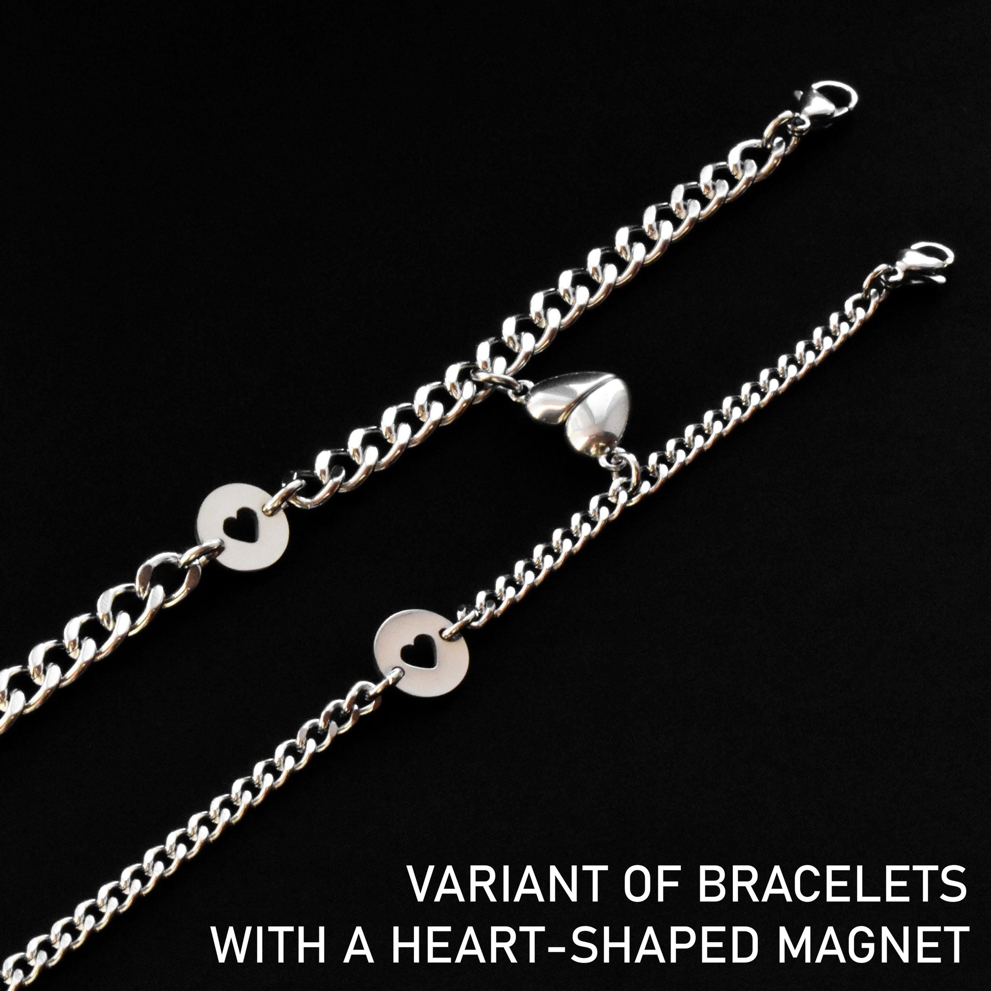 Set of 2 Minimalist Hearts Couple Bracelets, Matching Magnetic Bracelet, Friendship Jewelry, Gift for Girlfriends, His & Hers Bracelet - LoveBrasleT - Couple Gift Store