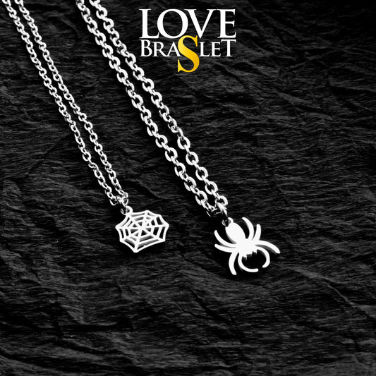 Spider Web Couple Necklace, Matching Pendant Spider's Web, Gift for Couples, Her, Him, His & Hers Necklace, Gift Halloween Handmade Jewelry - LoveBrasleT - Couple Gift Store