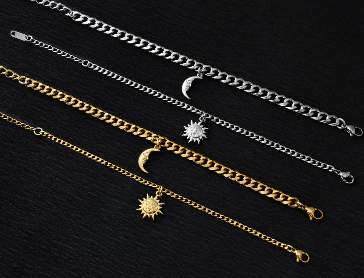 Sun & Moon Couples Bracelets – Silver or Gold Matching Charm Set - LoveBrasleT – Matching Couples Gift Store