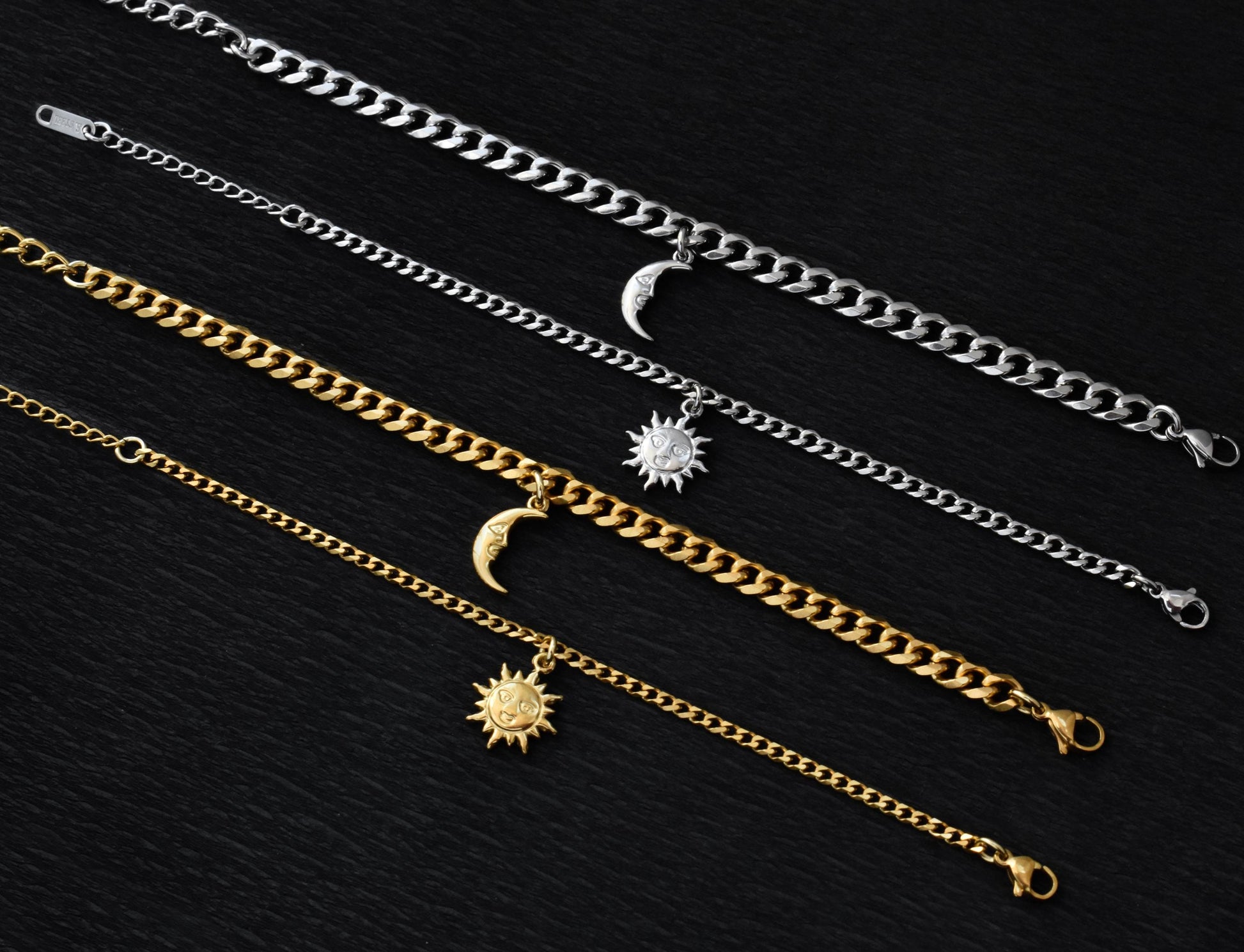 Sun & Moon Couples Bracelets – Silver or Gold Matching Charm Set - LoveBrasleT – Matching Couples Gift Store