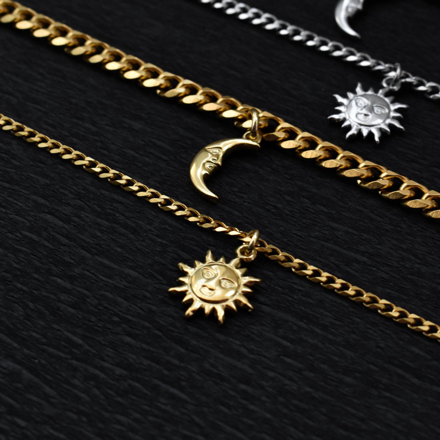 Sun & Moon Couples Bracelets – Silver or Gold Matching Charm Set - LoveBrasleT – Matching Couples Gift Store