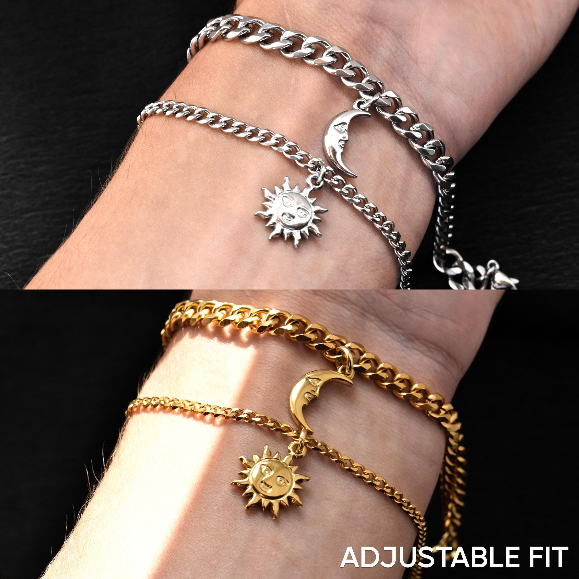 Sun & Moon Couples Bracelets – Silver or Gold Matching Charm Set - LoveBrasleT – Matching Couples Gift Store