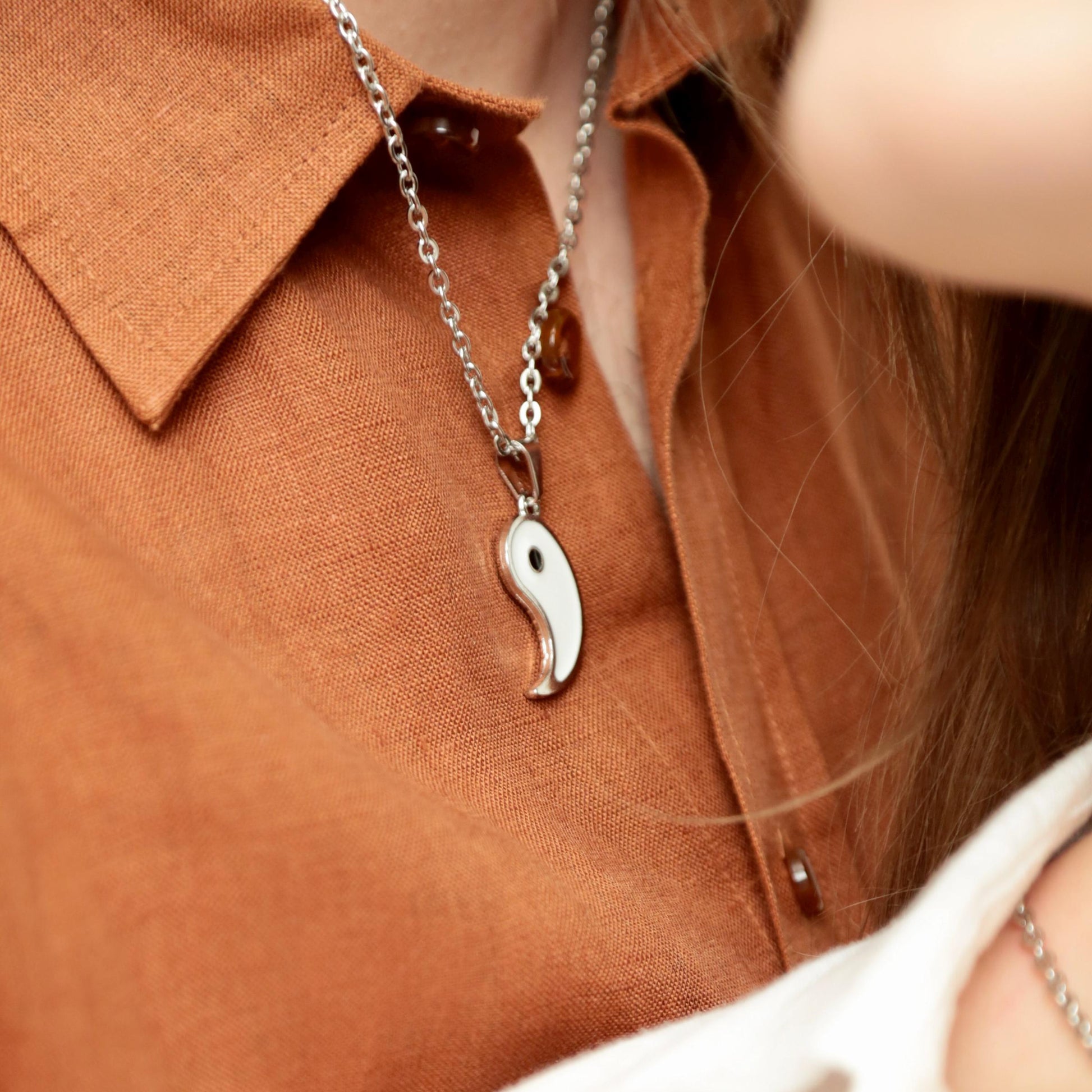 Yin - Yang Couple Necklace, Set of 2 Yin - Yang Pendant, Sun - Moon Matching Necklace, Gift for Couples, Her, Him, His and Hers Necklace, Handmade - LoveBrasleT - Couple Gift Store