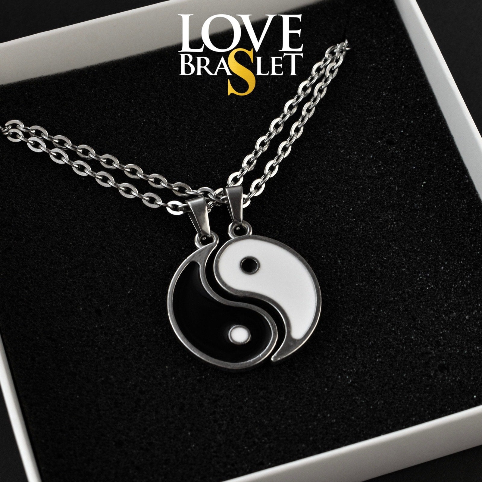 Yin - Yang Couple Necklace, Set of 2 Yin - Yang Pendant, Sun - Moon Matching Necklace, Gift for Couples, Her, Him, His and Hers Necklace, Handmade - LoveBrasleT - Couple Gift Store